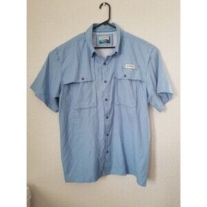 Magellan Men's Shirt Fish Gear Button Down Blue vented XL Relaxed Short Sleeve